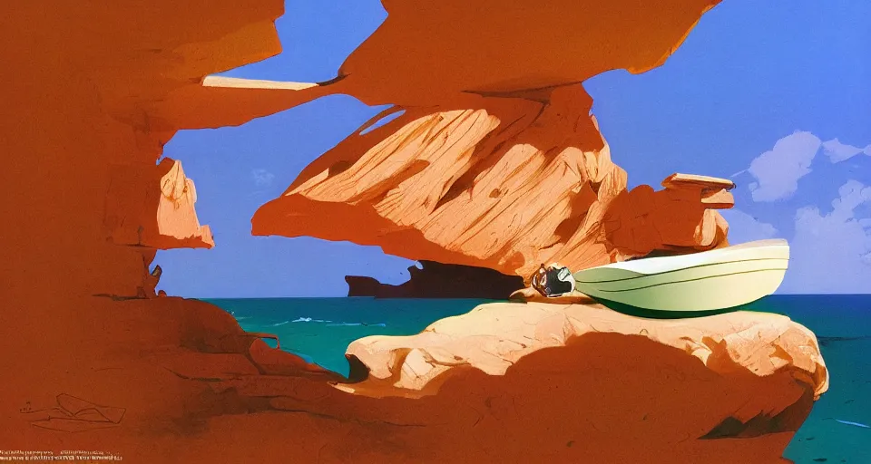 Image similar to clamshell seashell where a hermit girl lives, atmospheric cinematography by syd mead