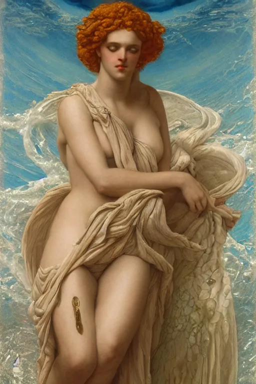 Prompt: a painting of the goddess of water by Jovana Rikalo, by roberto ferri, by austin osman spare, by john william Godward, a delicate oilpainting, highly ornamental