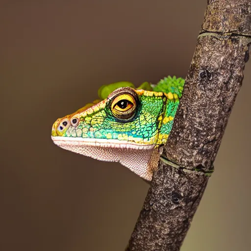 Image similar to An award winning photo of a single Tokay crocodile chameleon, environmental portrait, wildlife photography, National Geographic, 4k