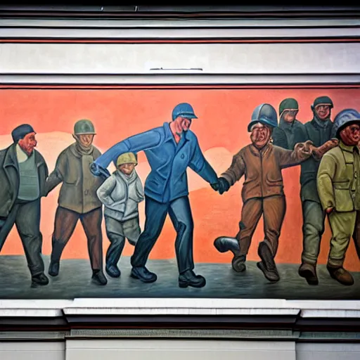 Image similar to the word daily in a socialist realist mural