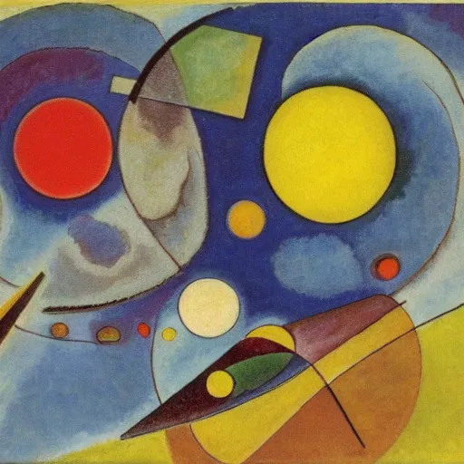 Prompt: earth and moon, Kandinsky painting