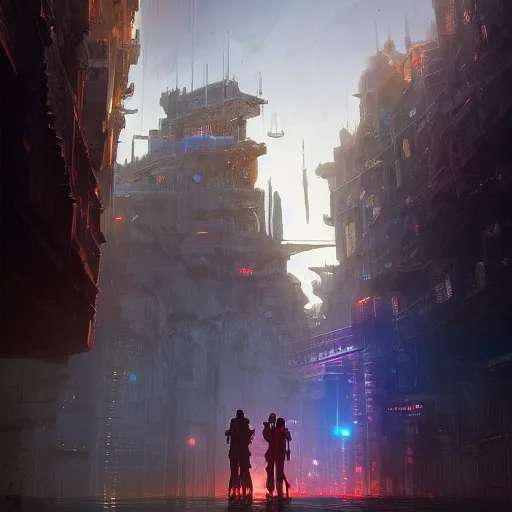 Image similar to cyberpunk torre del oro, atmospheric lighting, intricate, volumetric lighting, beautiful, sharp focus, ultra detailed, in the art style of marc simonetti, bowater charlie and brom gerald, astrophotography