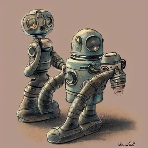 Prompt: (((((((retro robot designs))))))) . muted colors. by Jean-Baptiste Monge !!!!!!!!!!!!!!!!!!!!!!!!!!!!!!!!!!!!!!!!