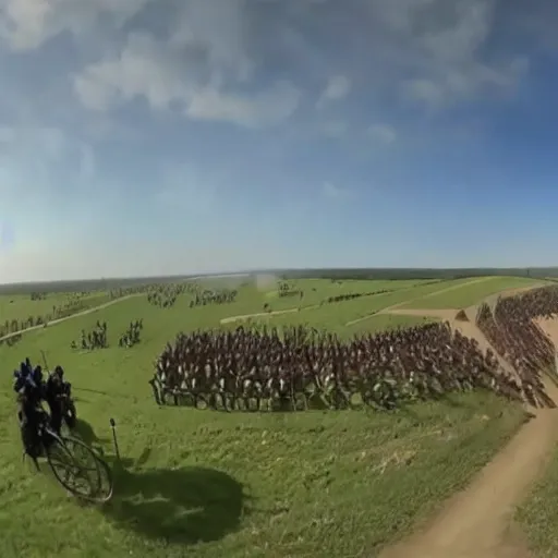 Image similar to gopro footage of the battle of waterloo, 4 k, highly detailed, video footage, gopro, pov