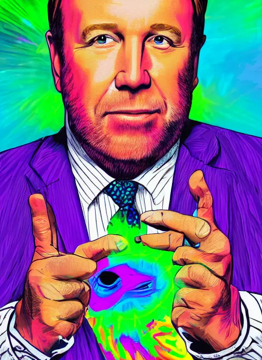 Image similar to alex jones by Zbigniew Brzezinski lisa frank