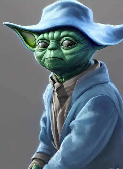 Prompt: Yoda wearing a blue suit and a Frank Sinatra hat, elegant, digital painting, concept art, smooth, sharp focus, illustration, from StarCraft by Ruan Jia and Mandy Jurgens and Artgerm and William-Adolphe Bouguerea