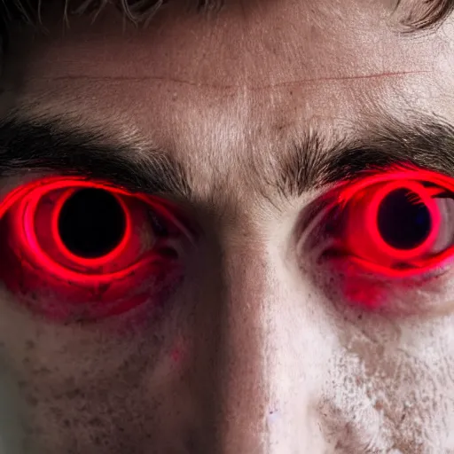 Image similar to a man with red glowing eyes