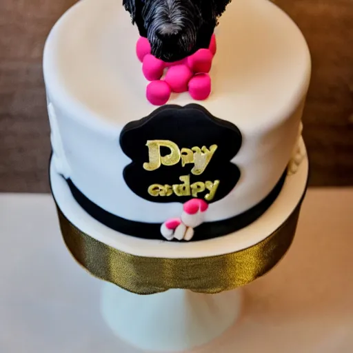 Image similar to black goldendoodle birthday cake,