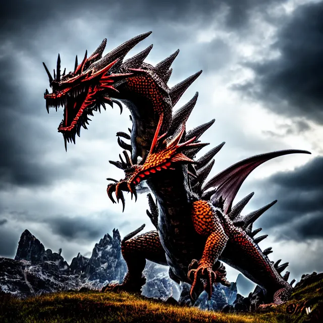 Image similar to giant spiky dragon, 8 k, hdr, smooth, sharp focus, high resolution, award - winning photo