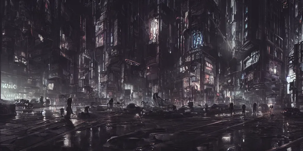 Prompt: Uncanny valley, dark grotesque nocturne cyberpunk city, armed and dangerous, night, black, grey, white, realistic 4k octane beautifully detailed render, 4k post-processing, highly detailed, intricate complexity, epic composition, magical atmosphere, cinematic lighting, masterpiece, ultra hd