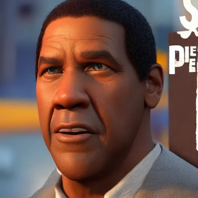 Prompt: denzel washington as a pixar disney character from up 2 0 0 9 unreal engine octane render 3 d render photorealistic