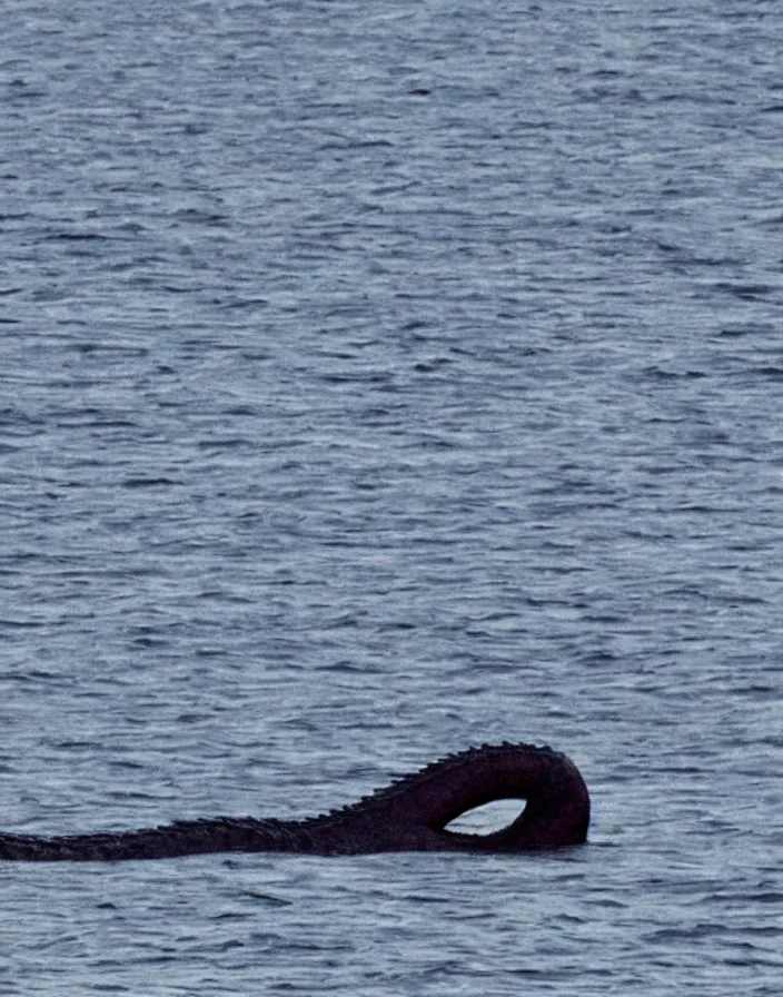 Image similar to an alleged photo of loch ness monster taken from very far away and zoomed in blurry hard to tell colorized