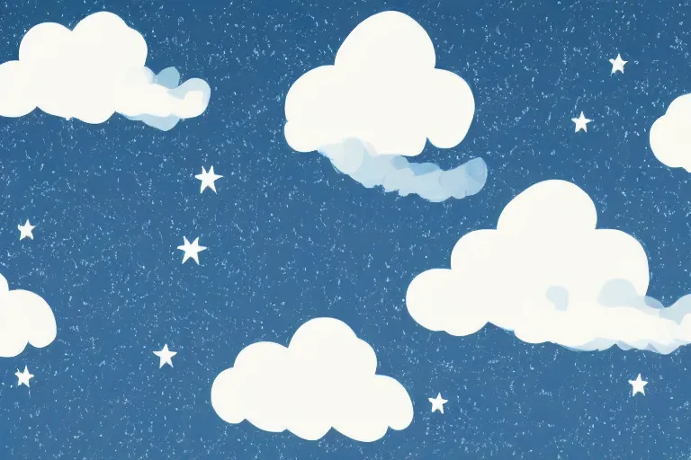 Prompt: clean cel shaded vector art, smoke shaped clouds, blue sky, shutterstock, from the night before christmas