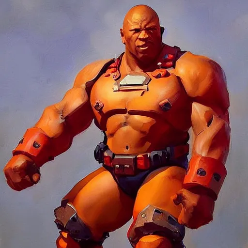 Image similar to greg manchess portrait painting of fully armored red lights the foundation aka dwayne the rock as overwatch character, medium shot, asymmetrical, profile picture, organic painting, sunny day, matte painting, bold shapes, hard edges, street art, trending on artstation, by huang guangjian, gil elvgren, ruan jia, greg rutkowski, gaston bussiere