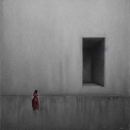 Image similar to a man lost in concrete brutalist space by zdzislaw beksinski