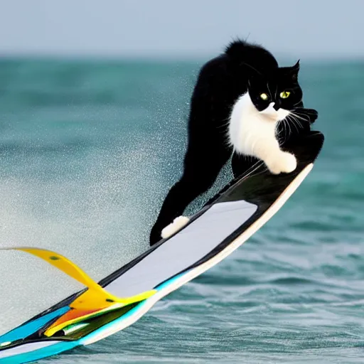 Image similar to A ragdoll cat windsurfing