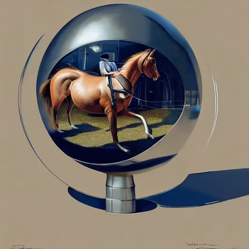 Image similar to spherical horse in vacuum, hyperrealism, no blur, 4 k resolution, ultra detailed, style of ron cobb, adolf hiremy - hirschl, syd mead, ismail inceoglu, rene margitte