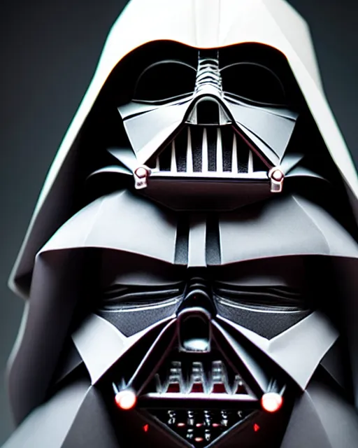 Image similar to an origami darth vader by akira yoshizawa, realistic, very detailed, complex, intricate, studio lighting, bokeh, sigma 5 0 mm f 1. 4