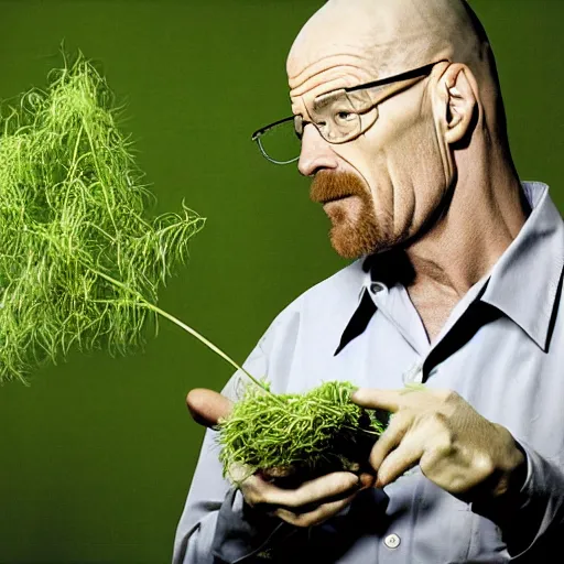 Prompt: walter white eating alfalfa, photography,