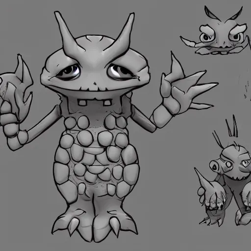 Prompt: character design sheet cute monster, front view