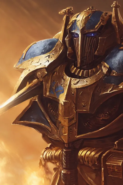 Image similar to armor portrait heros warhammer 4 0 k horus heresy fanart - the primarchs emperor by johannes helgeson animated with vfx concept artist & illustrator global illumination ray tracing hdr fanart arstation zbrush central hardmesh 8 k octane renderer comics stylized