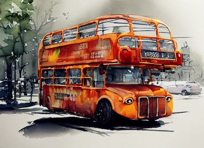 Prompt: concept art of a urban bus, pinterest, artstation trending, behance, watercolor, by coby whitmore, silver, laser light,