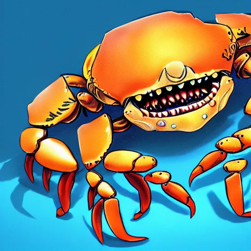 Image similar to a detailed illustration of a crab monster, art station, Flickr, concept art