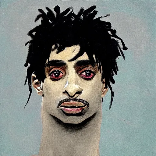 Image similar to a portrait of Playboi Carti in the style of Francisco Goya, dark, creepy, high contrast, nihilistic