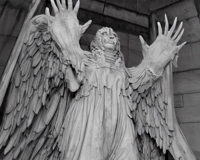 Prompt: camera footage of weeping angels with horns, False Human Features, Diablo 3, abandoned shopping mall, Psychic Mind flayer, Terrifying, Insanity :7 , high exposure, dark, monochrome, camera, grainy, CCTV, security camera footage, timestamp, zoomed in, Feral, fish-eye lens, Fast, Radiation Mutated, Nightmare Fuel, Ancient Evil, No Escape, Motion Blur, horrifying, lunging at camera :4 bloody dead body, blood on floors, windows and walls :5