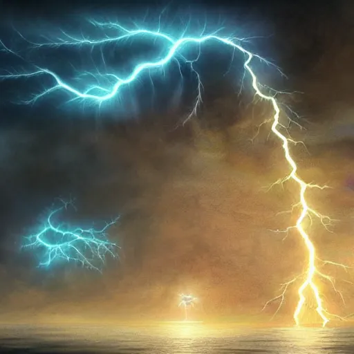 Image similar to fantasy art hyper realistic ai created interesting bizarre fractal lightning storm fantastic art award winning best ultra detailed magnificent