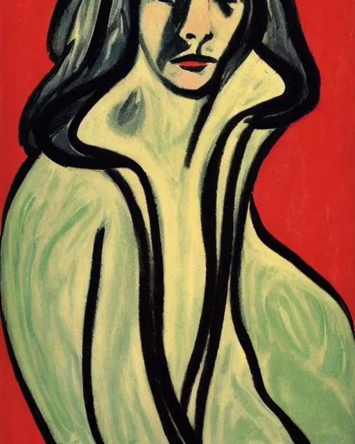 Prompt: God. Portrait by Ernst Kirchner, Marlene Dumas.