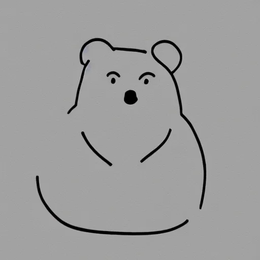 Prompt: minimalist monochromatic line drawing of a happy quokka, one line, single line, monochrome, mono, unbroken, minimalist, no background, white space, white background, black and white