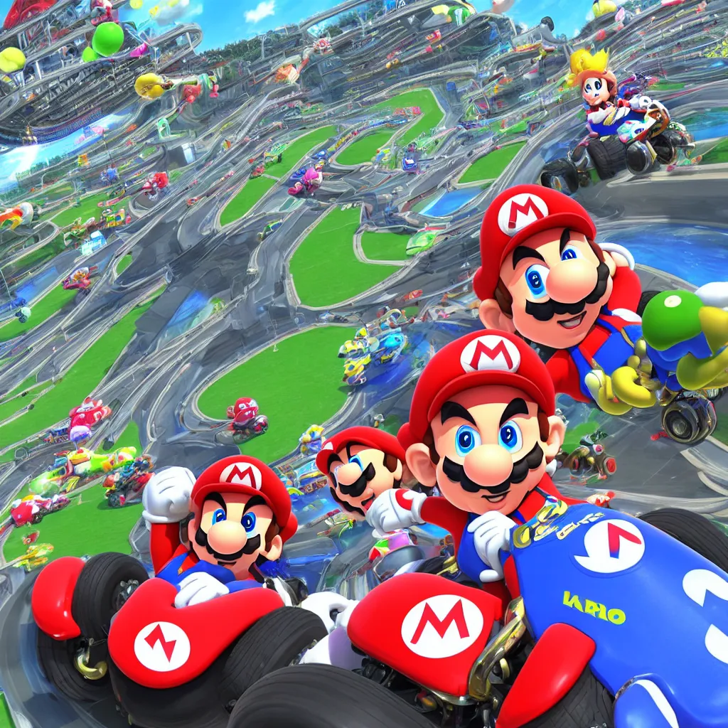 Prompt: mario kart 8 deluxe music racetrack