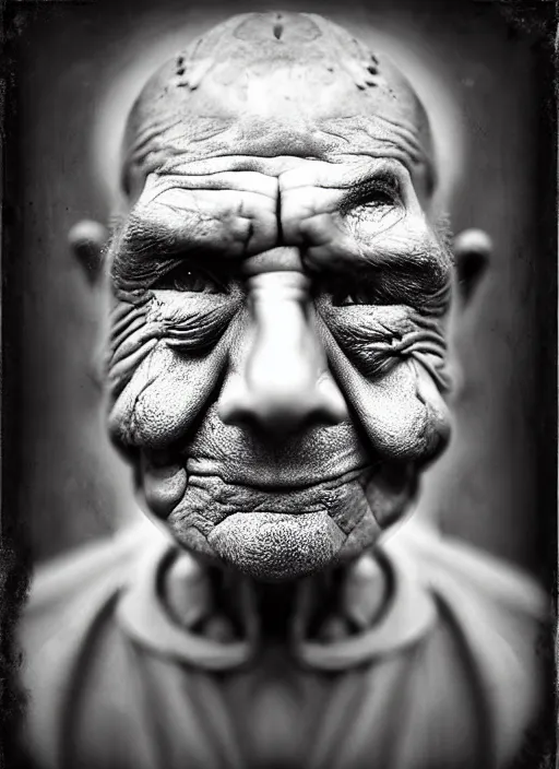 Image similar to handsome anthropomorphic mangle by lee jeffries, gelatin silver process