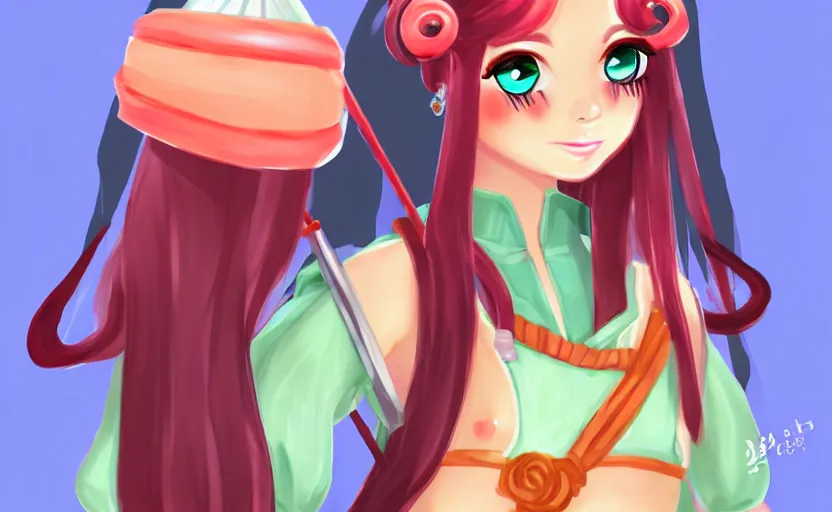 Image similar to cute sushi girl, dnd character art, portrait