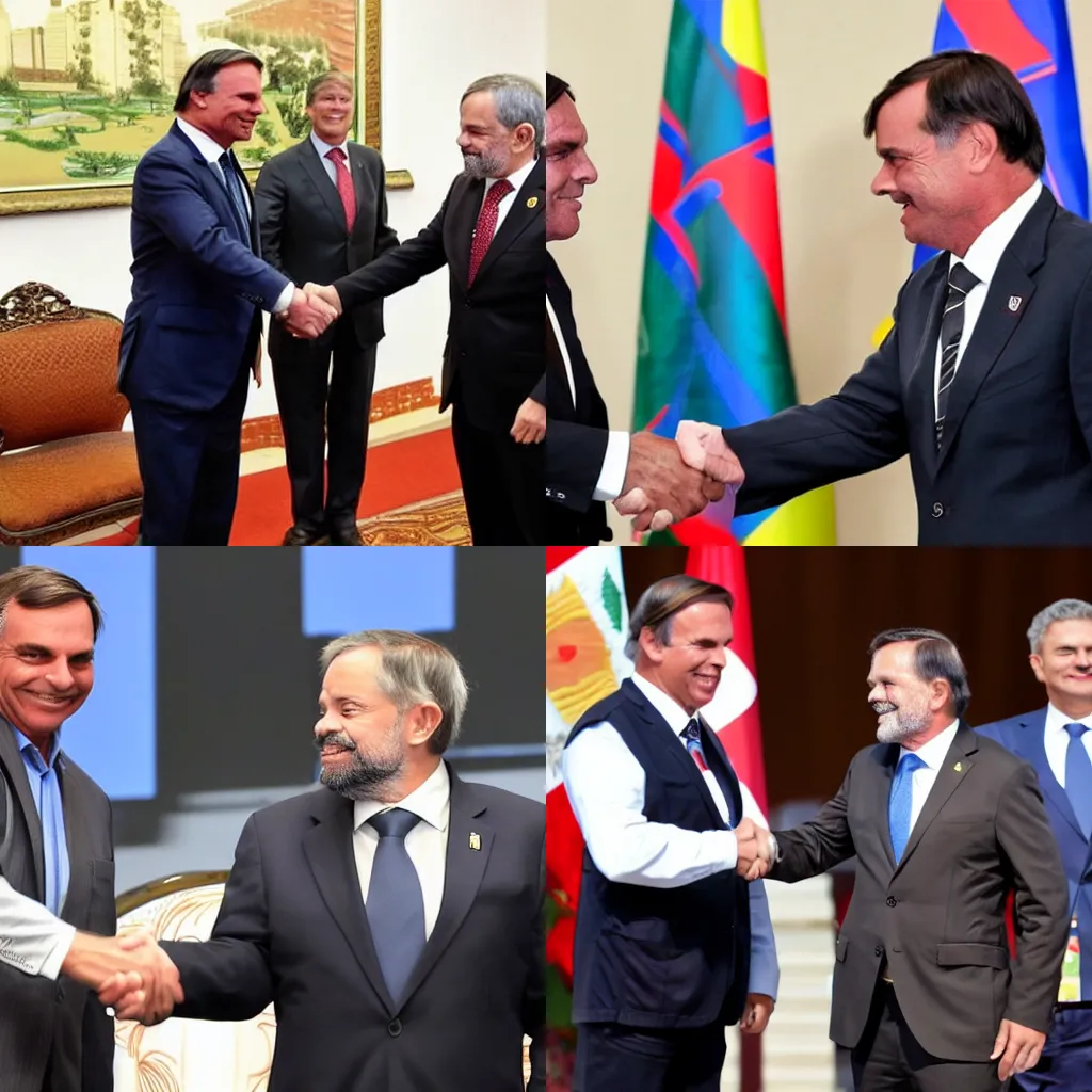 Prompt: bolsonaro shaking hands with former president lula