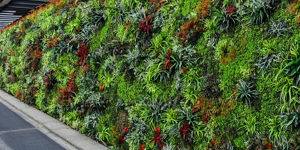 Image similar to a living wall made of new zealand endemic plant species on a suburban street in wellington, new zealand. astelia, metrosideros, griselenia