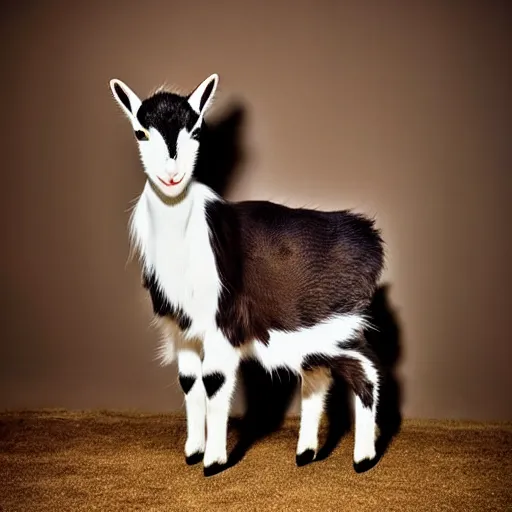 Prompt: a cat - goat - hybrid, animal photography