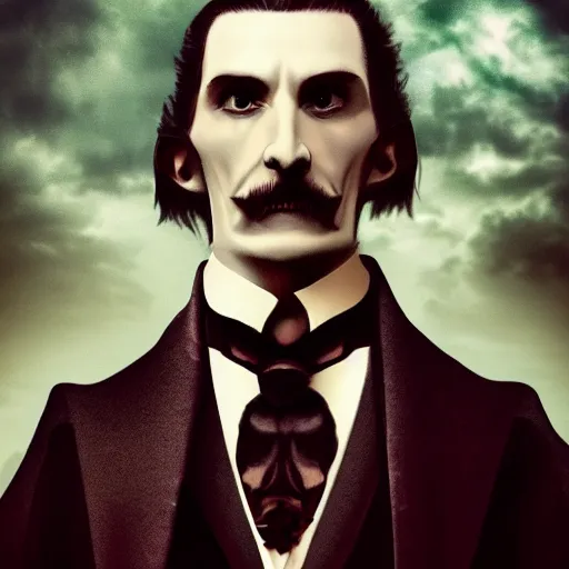 Image similar to Dracula, victorian, different styles, soft light, ominous, photorealistic, detailed, 8k