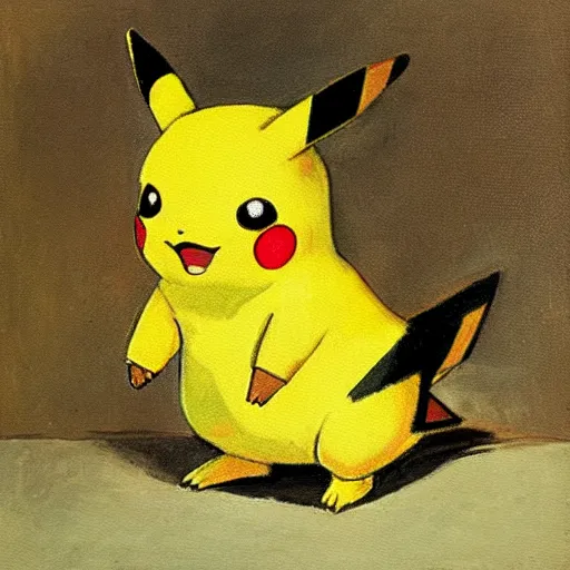 Image similar to a painting of Pikachu by adolph Menzel