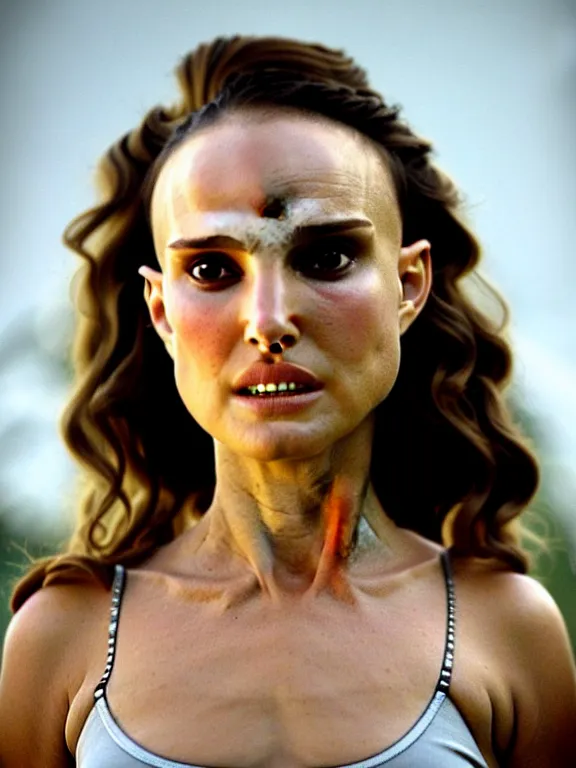 Prompt: hyperdetailed close shot of natalie portman, winds of winter, with ripped crop t - shirt, fine - face, pretty face