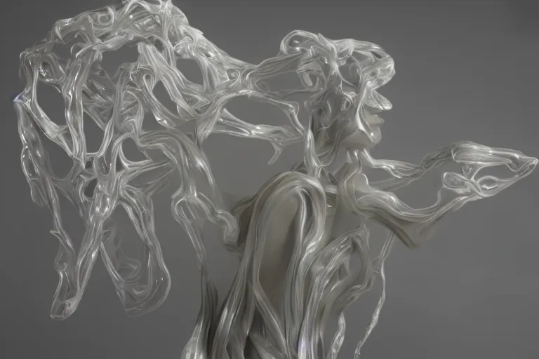 Image similar to Painful pleasures by Lynda Benglis, octane render, 4k, 8k, sharp, very very beautiful, stunning, twisted, vanishing, transparent, ethereal