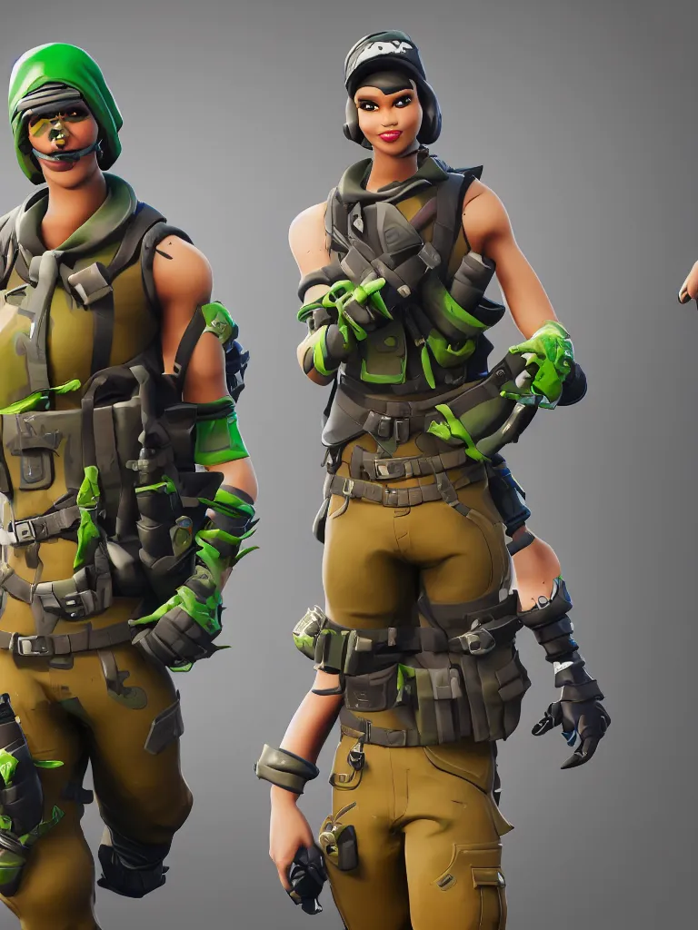 Prompt: fortnite character, anthropomorphic pickle, kind eyes and a derpy smile. flak jacket, ammo bandolier, cargo pants, black combat boots. fortnite style, unreal engine