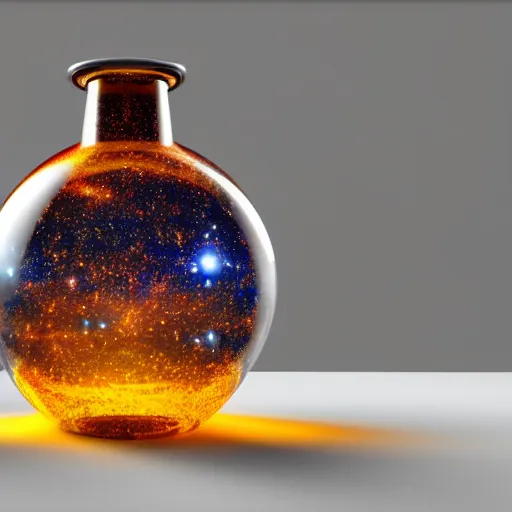 Prompt: the entire universe in a bottle, 8K octane render
