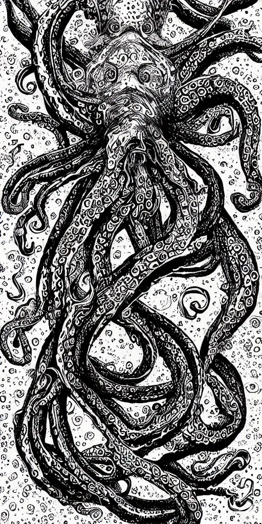 Image similar to psychedelic portrait of an angry octopus, cartoon illustration, finely detailed, photorealistic illustration, “ go away ”,