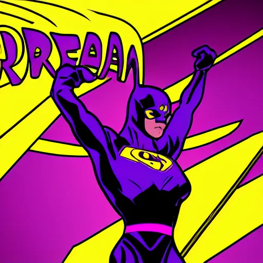 Image similar to !dream gold and purple superhero, 8k ,