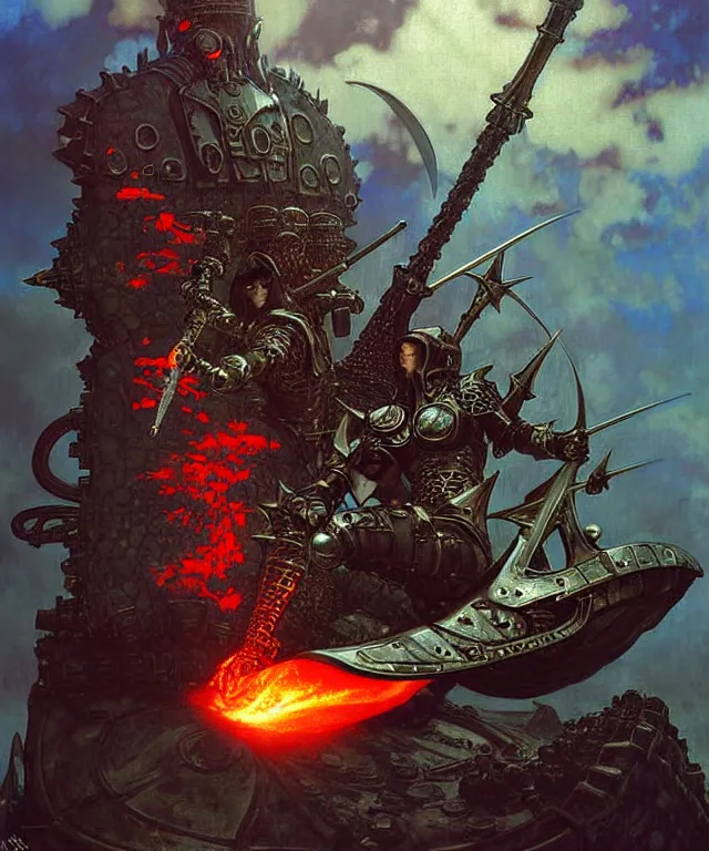 Prompt: the dragonslayer lava knight of the nuclear steampunk submarine with a white sword of bone character fantasy art concept sci - fi, cinematic photograph vividly detailed digital painting by greg rutkowsky, by alphonse mucha, by android jones, by h. r. giger, by max chroma, by peter moorbacher