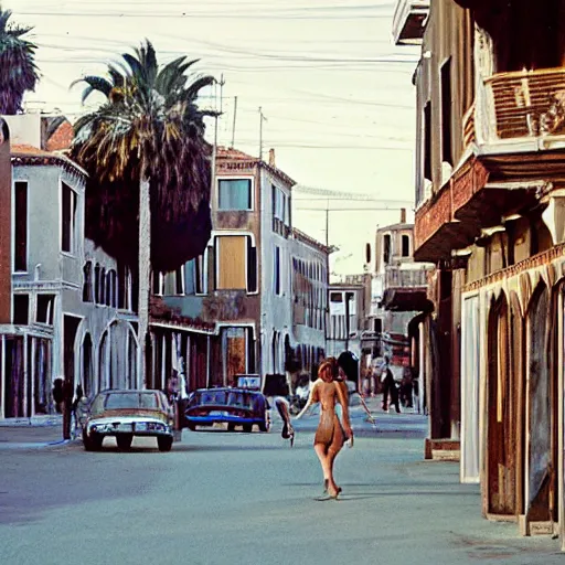 Image similar to venice, california in 1 9 7 0, dreamy, ethereal