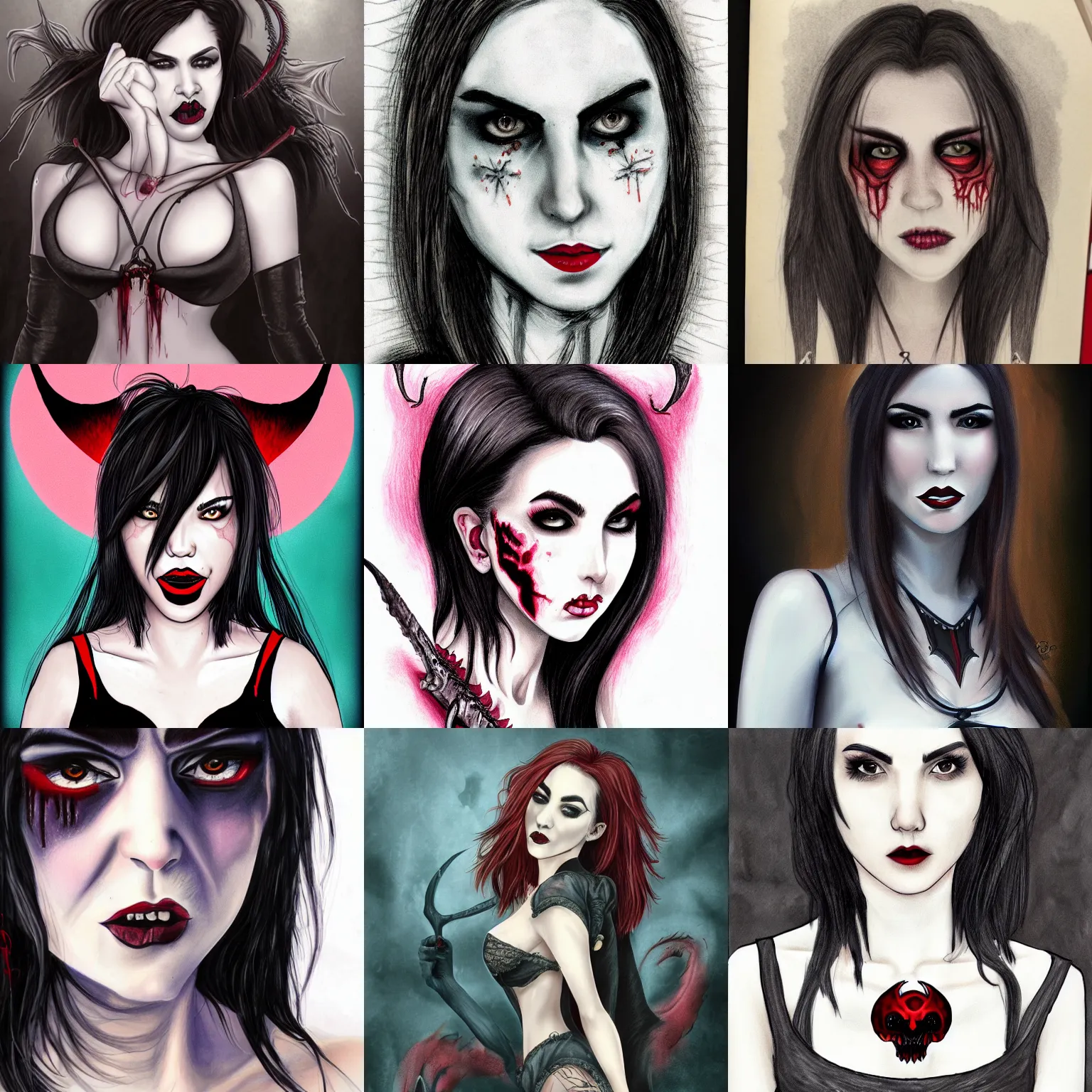 Prompt: a detailed portrait of emily grey demon vampire