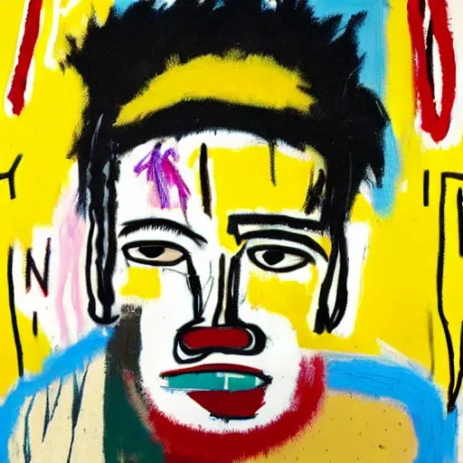 Image similar to a random person's portrait painted by jean michel - basquiat